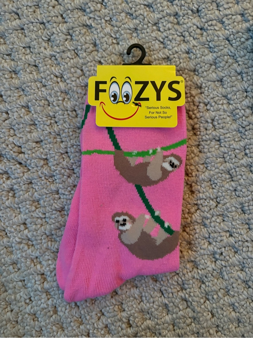 Foozys Women's Pink Sloth Crew Socks
